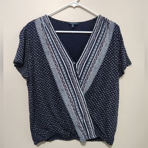 Lucky Brand Womens Short Sleeve Top with Sinched Bottom Womens Large